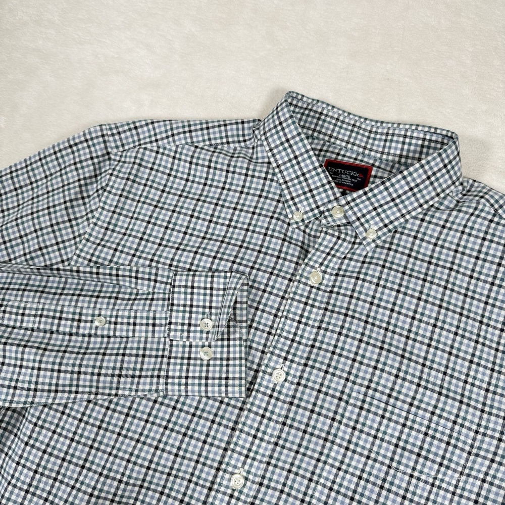 UNTUCKit Shirt Large Slim Blue Plaid Long Sleeve Button Down Alberto Casual